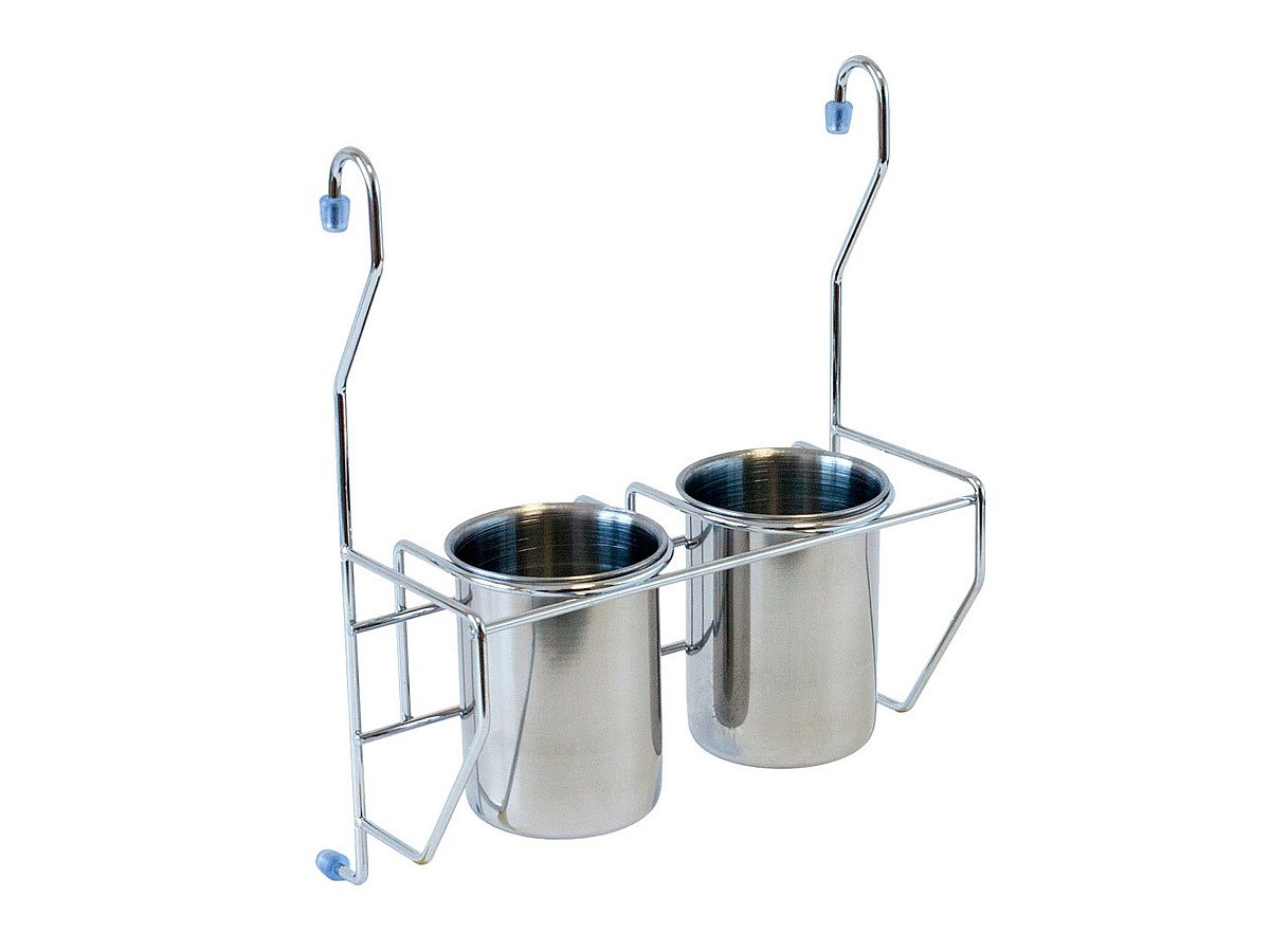 Полка навесная с 2-мя стаканами, цвет: Хром Полка навесная с 2-мя стаканами, цвет: Хром