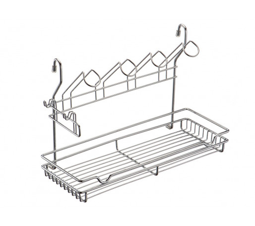 Полка одноярусная с подставкой для 4-х кружек, цвет: Хром