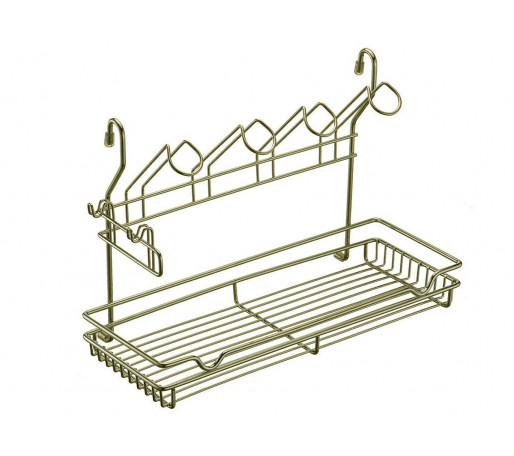 Полка одноярусная с подставкой для 4-х кружек, цвет: Античная бронза