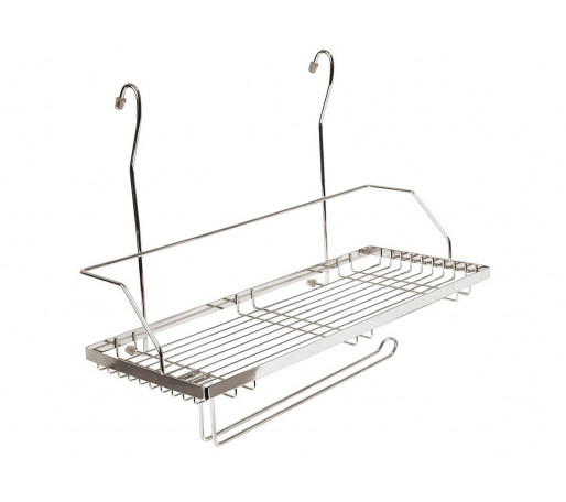 Полка одноярусная с держателем под полотенца, цвет: Хром