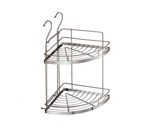 Полка угловая 2-х ярусная малая, цвет: Хром