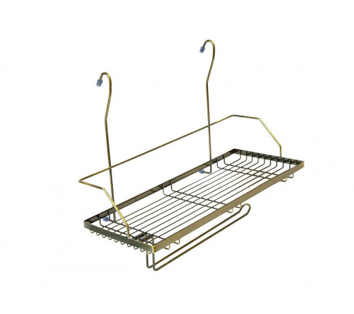 Полка одноярусная с держателем под полотенца, цвет: Античная бронза