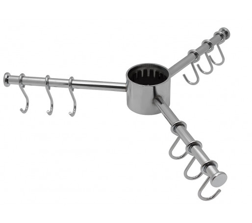 Вешалка тройная (9 крючков), цвет: Хром