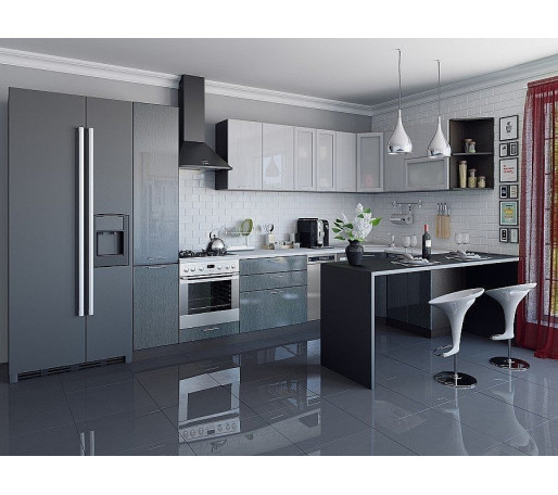 Валерия-М-05, цвет: Серый металлик дождь светлый/Черный металлик дождь