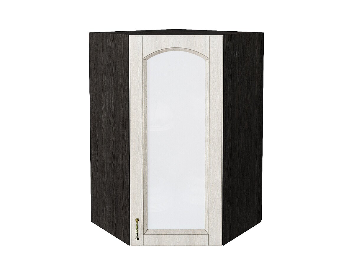 Шкаф верхний угловой остекленный Верона R, цвет: Ясень золото/Graphite Шкаф верхний угловой остекленный Верона R, цвет: Ясень золото/Graphite