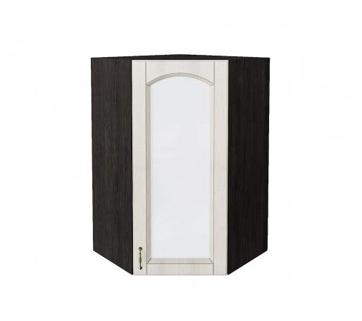 Шкаф верхний угловой остекленный Верона R, цвет: Ясень золото/Graphite