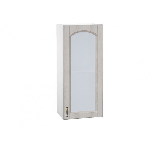 Шкаф верхний с 1-ой остекленной дверцей Верона R, цвет: Ясень золото/Белый