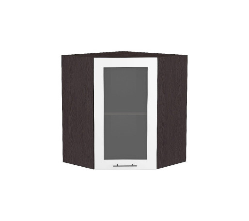 Шкаф верхний угловой остекленный Валерия-М, цвет: Белый глянец