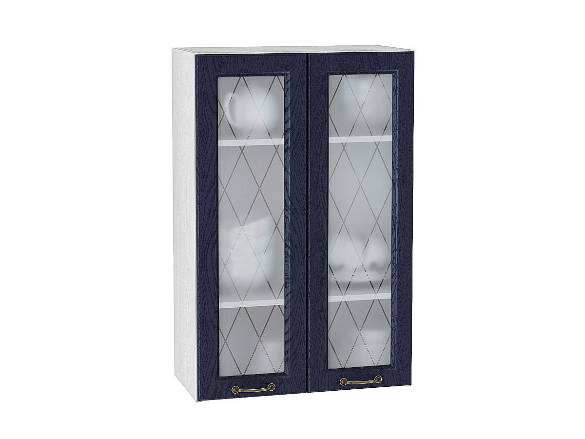 Шкаф верхний с 2-мя остекленными дверцами Ницца, цвет: Дуб синий Шкаф верхний с 2-мя остекленными дверцами Ницца, цвет: Дуб синий