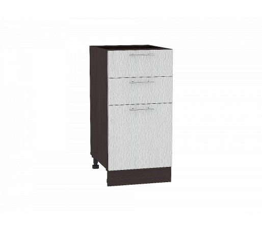 Шкаф нижний с 3-мя ящиками Валерия-М, цвет: Серый металлик дождь светлый