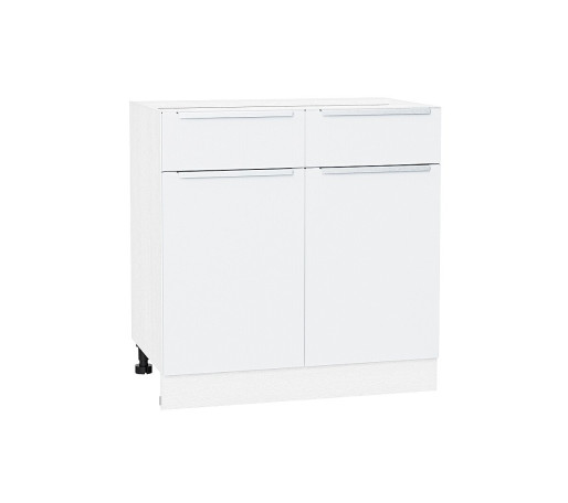 Шкаф нижний с 2-мя дверцами и 2-мя ящиками Фьюжн, цвет: Silky White
