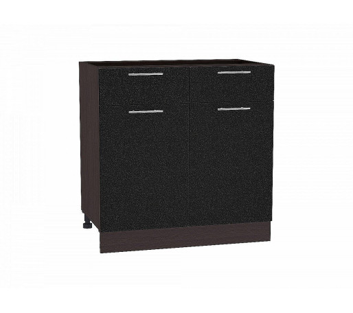 Шкаф нижний с 2-мя дверцами и 2-мя ящиками Валерия-М, цвет: Черный металлик