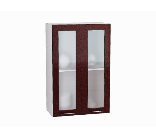 Шкаф верхний с 2-мя остекленными дверцами Валерия-М, цвет: Гранатовый металлик