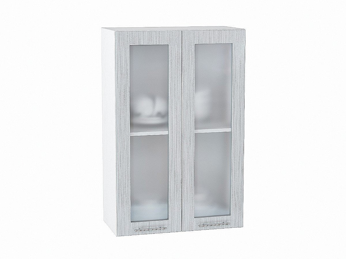 Шкаф верхний с 2-мя остекленными дверцами Валерия-М, цвет: Серый металлик дождь светлый Шкаф верхний с 2-мя остекленными дверцами Валерия-М, цвет: Серый металлик дождь светлый