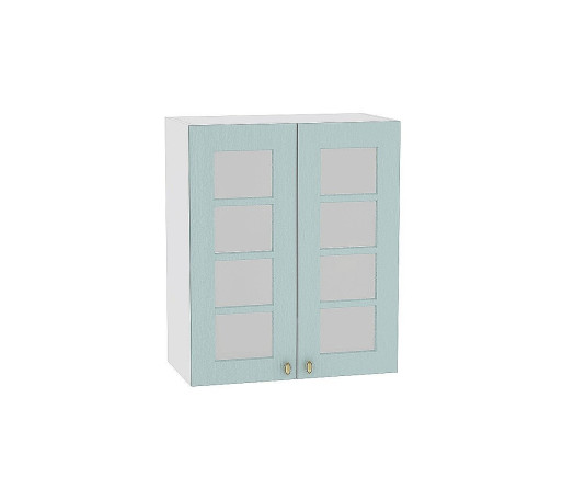 Шкаф верхний с 2-мя остекленными дверцами Прованс, цвет: Голубой