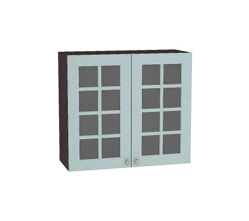 Шкаф верхний с 2-мя остекленными дверцами Прованс, цвет: Голубой