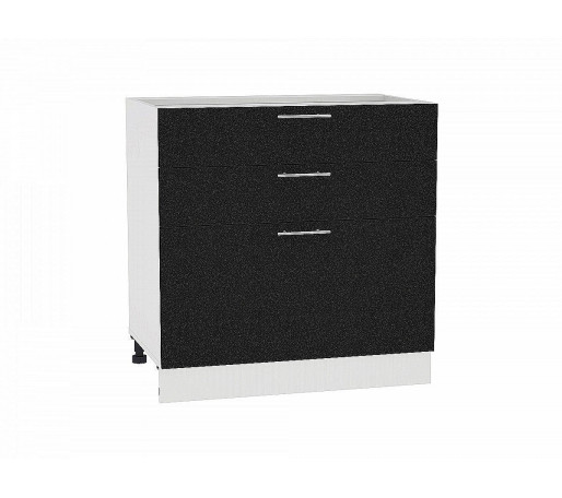 Шкаф нижний с 3-мя ящиками Валерия-М, цвет: Черный металлик