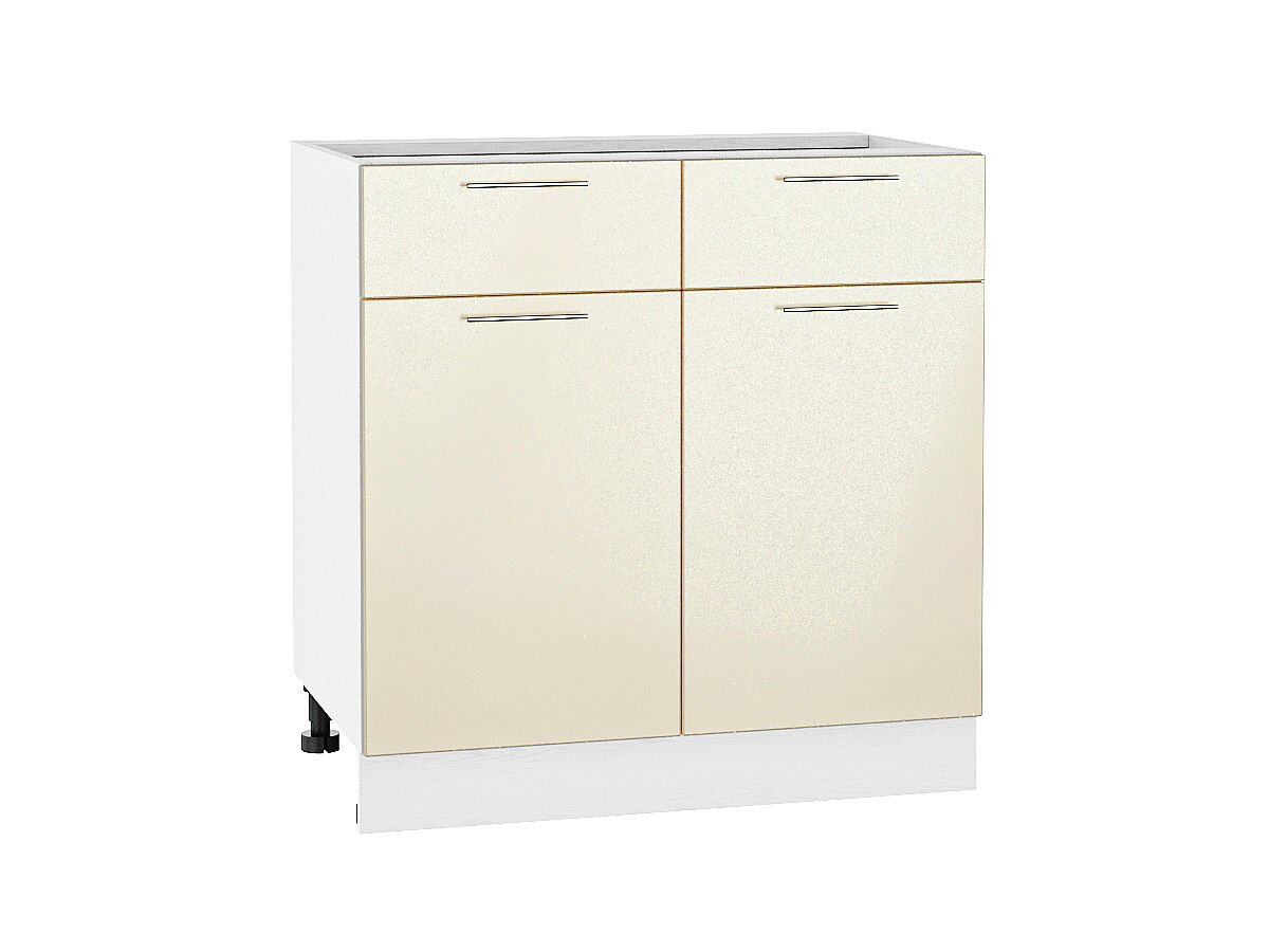 Шкаф нижний с 2-мя дверцами и 2-мя ящиками Валерия-М, цвет: Бежевый металлик Шкаф нижний с 2-мя дверцами и 2-мя ящиками Валерия-М, цвет: Бежевый металлик