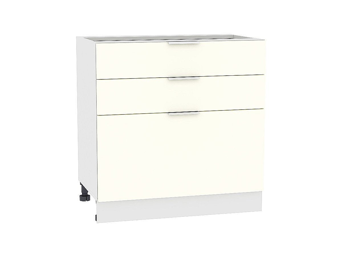 Шкаф нижний с 3-мя ящиками Терра, цвет: Ваниль софт Шкаф нижний с 3-мя ящиками Терра, цвет: Ваниль софт
