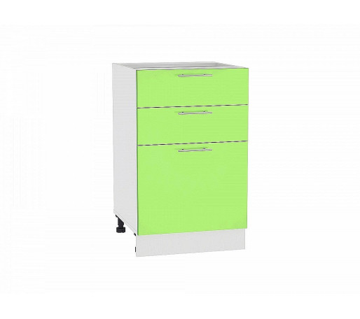 Шкаф нижний с 3-мя ящиками Валерия-М, цвет: Салатовый глянец