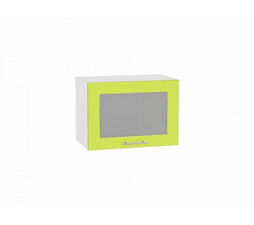 Шкаф верхний горизонтальный остекленный Валерия-М, цвет: Лайм глянец