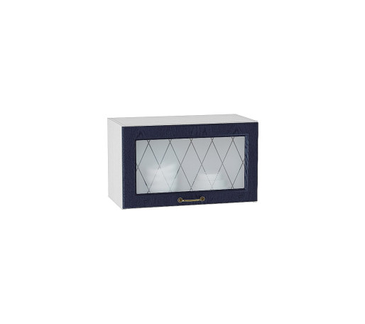 Шкаф верхний горизонтальный остекленный Ницца, цвет: Дуб синий