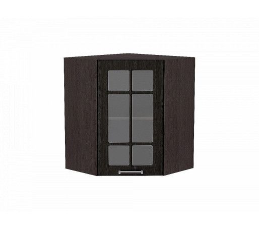 Шкаф верхний угловой остекленный Прага, цвет: Венге Премиум