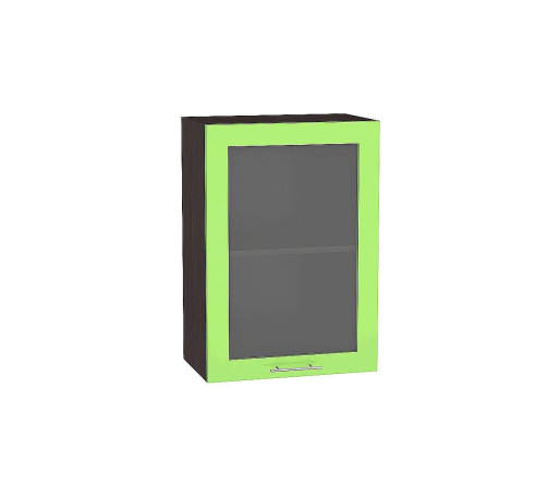 Шкаф верхний с 1-ой остекленной дверцей Валерия-М, цвет: Салатовый глянец