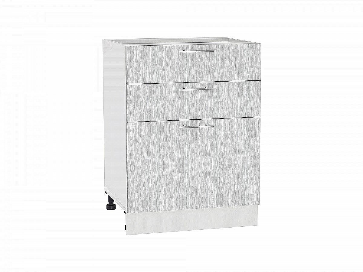 Шкаф нижний с 3-мя ящиками Валерия-М, цвет: Серый металлик дождь светлый Шкаф нижний с 3-мя ящиками Валерия-М, цвет: Серый металлик дождь светлый