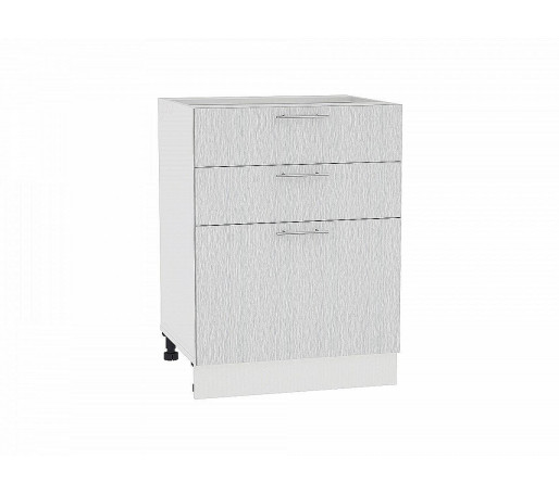 Шкаф нижний с 3-мя ящиками Валерия-М, цвет: Серый металлик дождь светлый