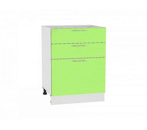Шкаф нижний с 3-мя ящиками Валерия-М, цвет: Салатовый глянец