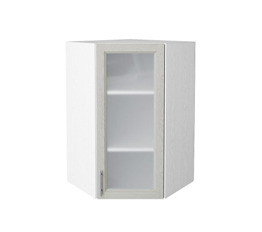 Шкаф верхний угловой остекленный Сканди, цвет: Cappuccino Softwood