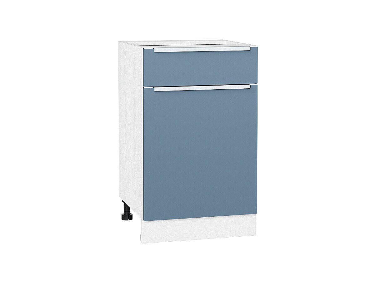 Шкаф нижний с 1-ой дверцей и ящиком Фьюжн, цвет: Silky Blue Шкаф нижний с 1-ой дверцей и ящиком Фьюжн, цвет: Silky Blue