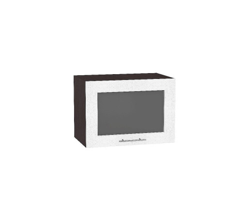 Шкаф верхний горизонтальный остекленный глубокий Валерия-М, цвет: Белый металлик