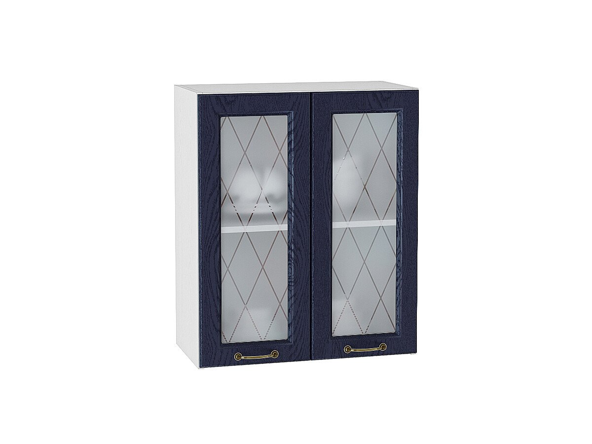 Шкаф верхний с 2-мя остекленными дверцами Ницца, цвет: Дуб синий Шкаф верхний с 2-мя остекленными дверцами Ницца, цвет: Дуб синий