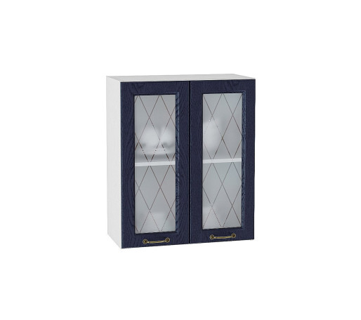 Шкаф верхний с 2-мя остекленными дверцами Ницца, цвет: Дуб синий