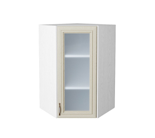 Шкаф верхний угловой остекленный Шале, цвет: Ivory