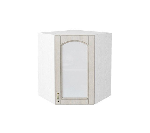 Шкаф верхний угловой остекленный Верона R, цвет: Ясень золото