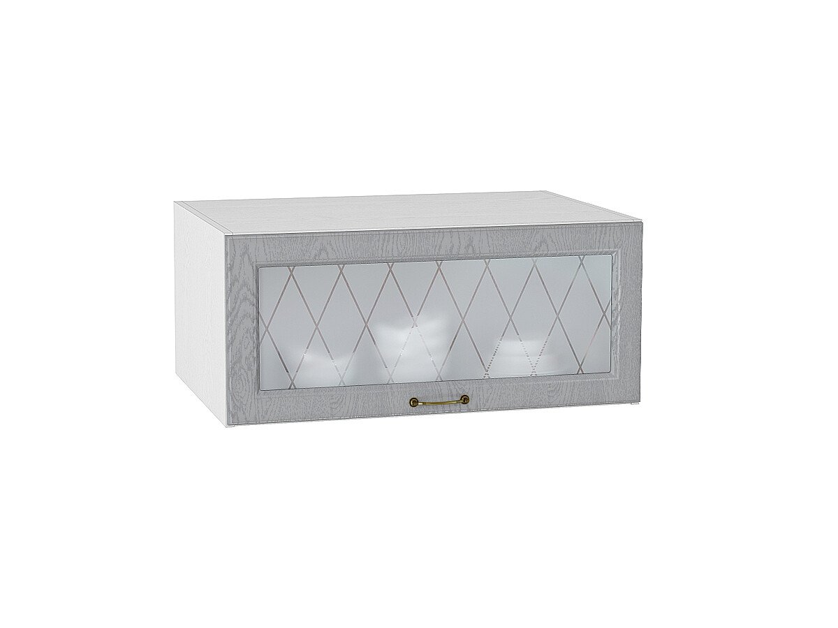 Шкаф верхний горизонтальный остекленный глубокий Ницца, цвет: Дуб серый Шкаф верхний горизонтальный остекленный глубокий Ницца, цвет: Дуб серый