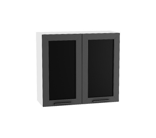 Шкаф верхний с 2-мя остекленными дверцами Глетчер, цвет: Маренго Силк