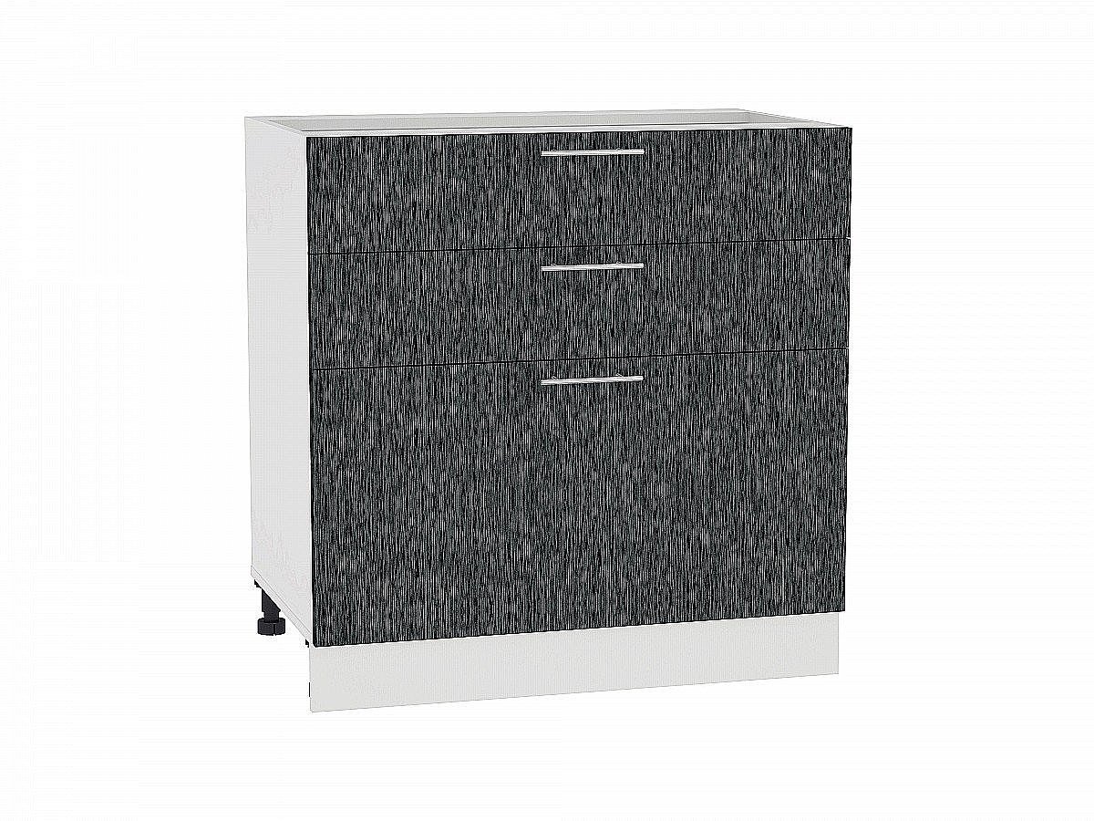 Шкаф нижний с 3-мя ящиками Валерия-М, цвет: Черный металлик дождь Шкаф нижний с 3-мя ящиками Валерия-М, цвет: Черный металлик дождь