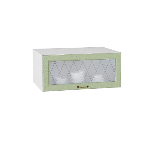 Шкаф верхний горизонтальный остекленный глубокий Ницца, цвет: Дуб оливковый