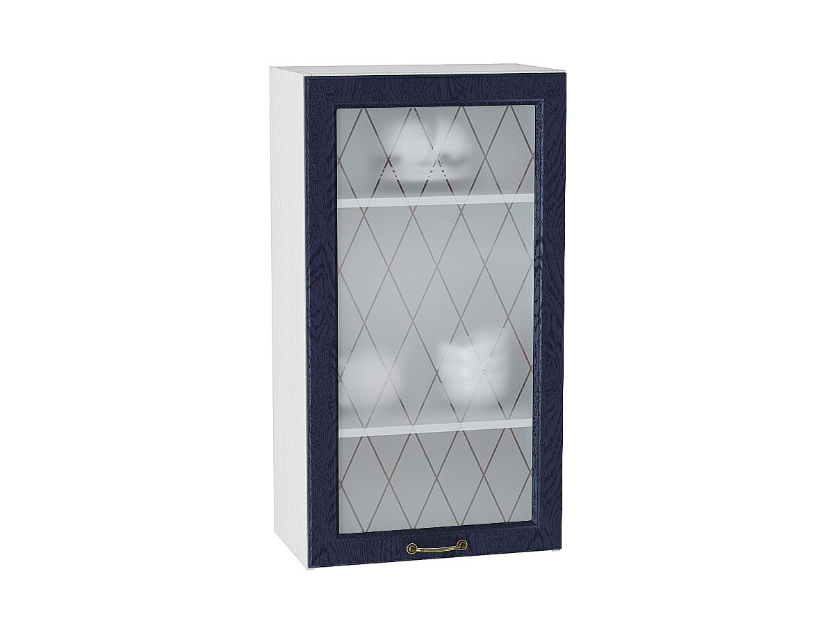 Шкаф верхний с 1-ой остекленной дверцей Ницца, цвет: Дуб синий Шкаф верхний с 1-ой остекленной дверцей Ницца, цвет: Дуб синий