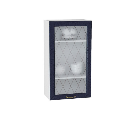 Шкаф верхний с 1-ой остекленной дверцей Ницца, цвет: Дуб синий