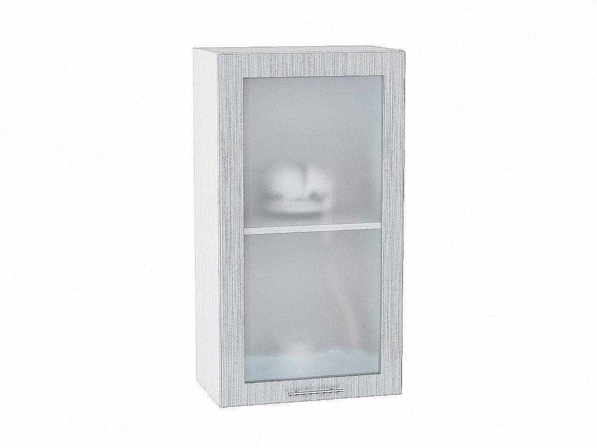 Шкаф верхний с 1-ой остекленной дверцей Валерия-М, цвет: Серый металлик дождь светлый Шкаф верхний с 1-ой остекленной дверцей Валерия-М, цвет: Серый металлик дождь светлый
