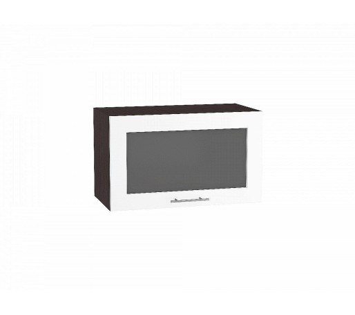 Шкаф верхний горизонтальный остекленный Валерия-М, цвет: Белый глянец