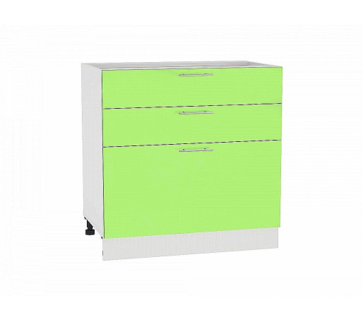 Шкаф нижний с 3-мя ящиками Валерия-М, цвет: Салатовый глянец