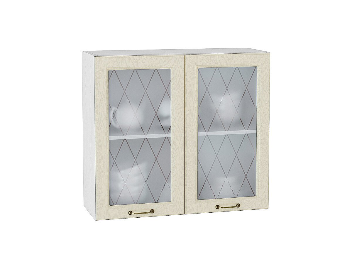Шкаф верхний с 2-мя остекленными дверцами Ницца, цвет: Дуб крем Шкаф верхний с 2-мя остекленными дверцами Ницца, цвет: Дуб крем