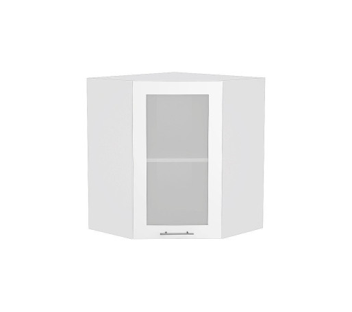 Шкаф верхний угловой остекленный Валерия-М, цвет: Белый глянец