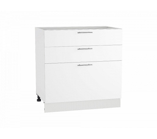 Шкаф нижний с 3-мя ящиками Валерия-М, цвет: Белый глянец